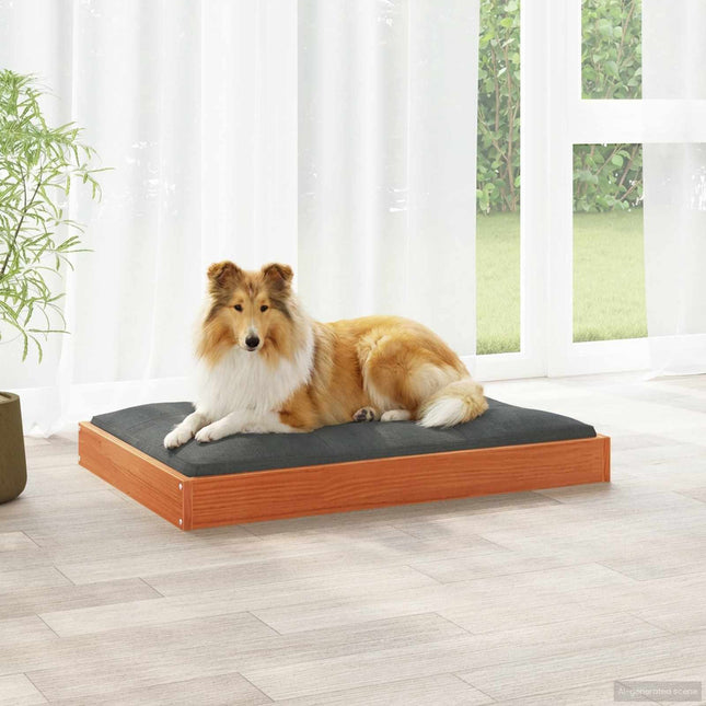 Hundeseng Voks brun 92 x 64 x 9 cm Massivt fyrretræ