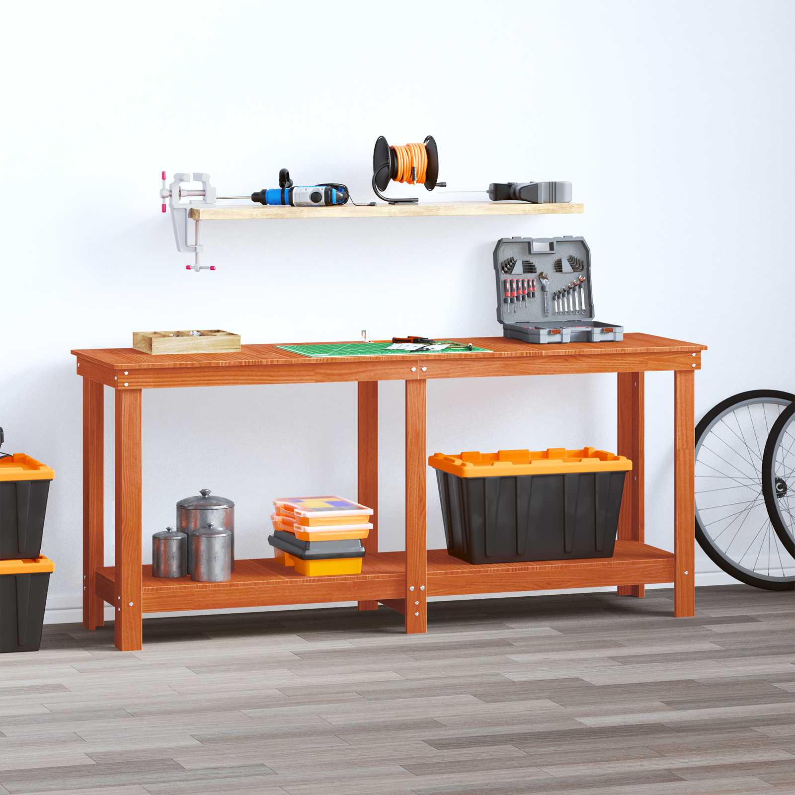 Arbejdsbænk VoksBrun 180 x 50 x 80 cm Massivt fyrretræ