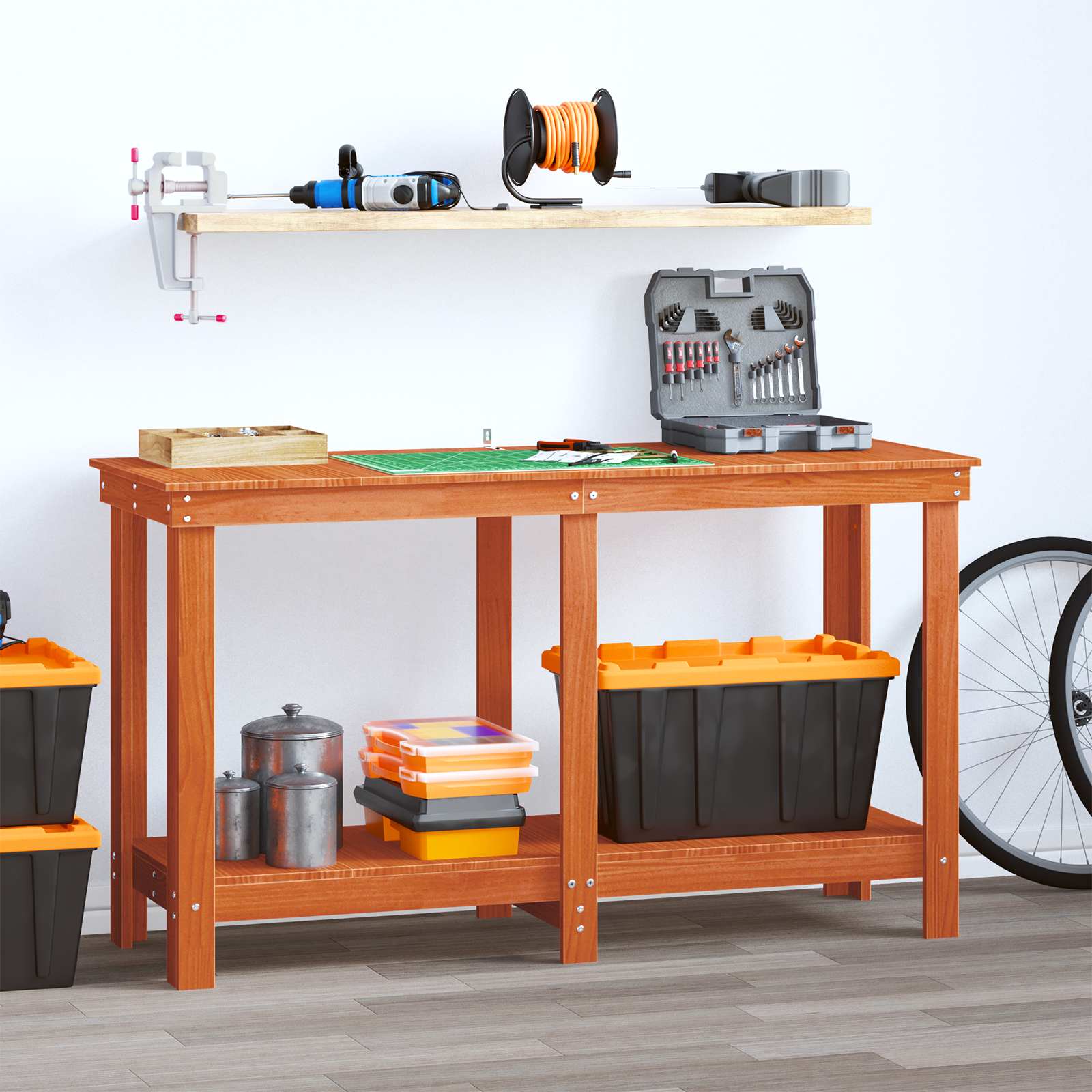 Arbejdsbænk VoksBrun 140 x 50 x 80 cm Massivt fyrretræ