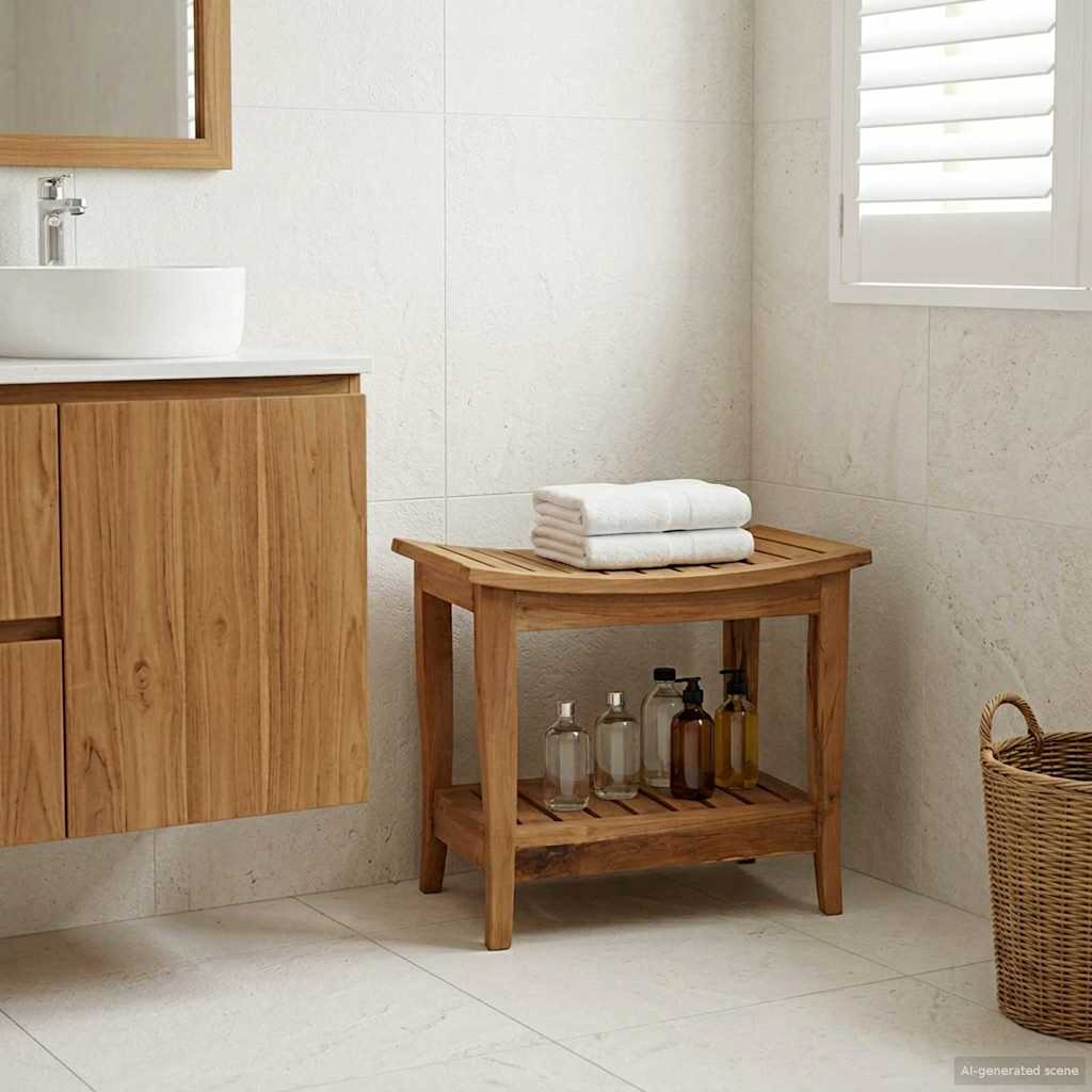 Badeværelses sidebord i teak - naturfarvet 50 × 35 × 45 cm