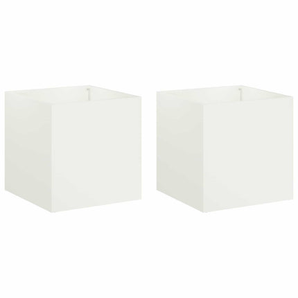 Have Blomsterkrukke 2 stk. Hvid 35 x 35 x 35 cm Koldvalset stål