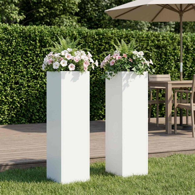 Have Blomsterkrukke 2 stk. Hvid 20 x 20 x 75 cm Koldvalset stål