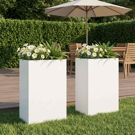 Have Blomsterkrukke 2 stk. Hvid 40 x 30 x 75 cm Koldvalset stål
