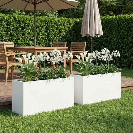 Have Blomsterkrukke 2 stk. Hvid 80 x 40 x 50 cm Koldvalset stål