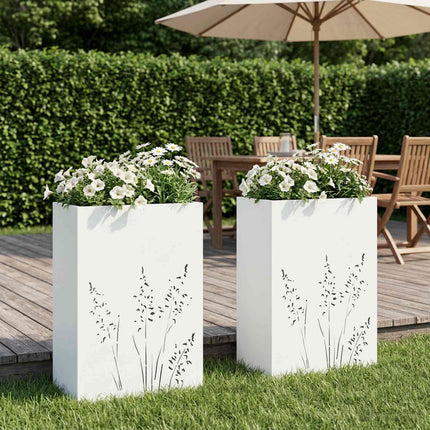 Have Blomsterkrukke 2 stk. Hvid 50 x 30 x 75 cm Koldvalset stål
