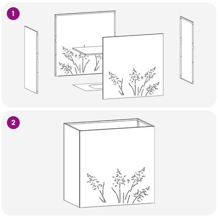 Have Blomsterkrukke 2 stk. Sort 50 x 30 x 49 cm Koldvalset stål