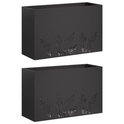 Have Blomsterkrukke 2 stk. Sort 80 x 20 x 49 cm Koldvalset stål