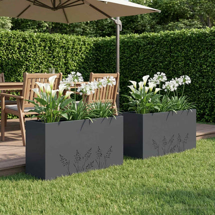 Have Blomsterkrukke 2 stk. Antracit 100 x 20 x 49 cm