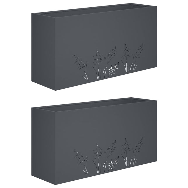 Have Blomsterkrukke 2 stk. Antracit 100 x 20 x 49 cm