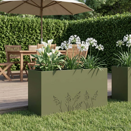 Have Blomsterkrukke Olivengrøn 100 x 20 x 49 cm Koldvalset stål