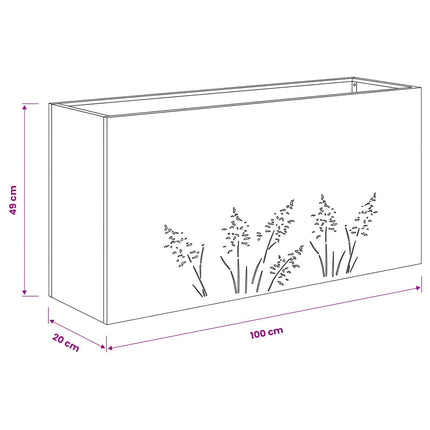 Have Blomsterkrukke Sølv 100 x 20 x 49 cm Rustfrit stål