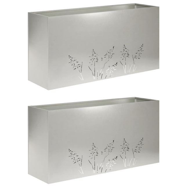Have Blomsterkrukke 2 stk. Sølv 100 x 30 x 49 cm Rustfrit stål