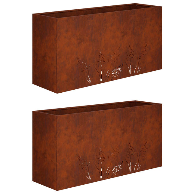 Have Blomsterkrukke 2 stk. Rusten 100 x 30 x 49 cm Cortenstål