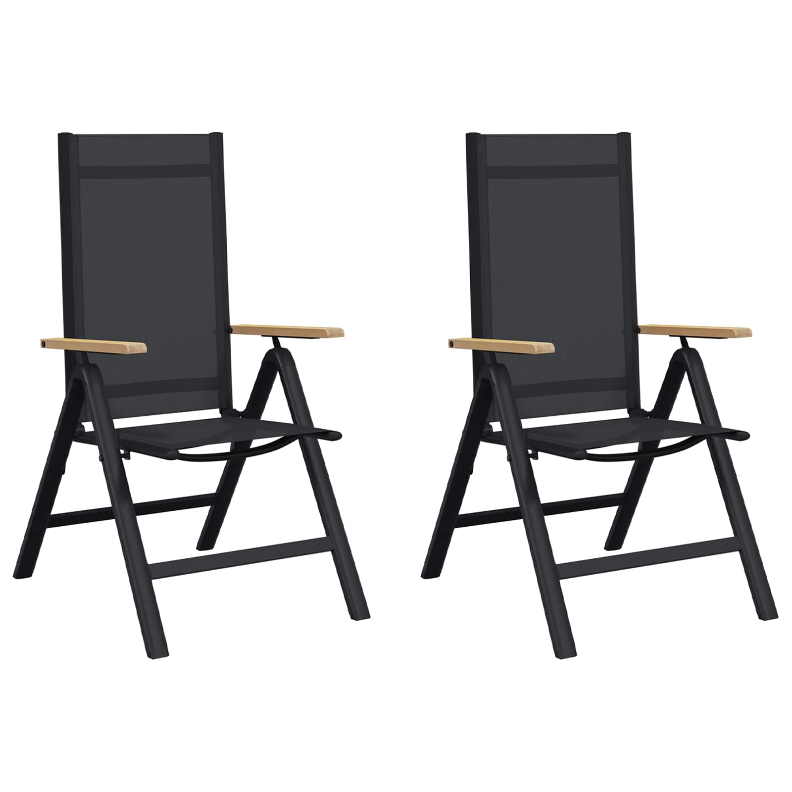 Lænestole til haven 2 pcs Sort 58 x 73 x 111,5 cm Textilene