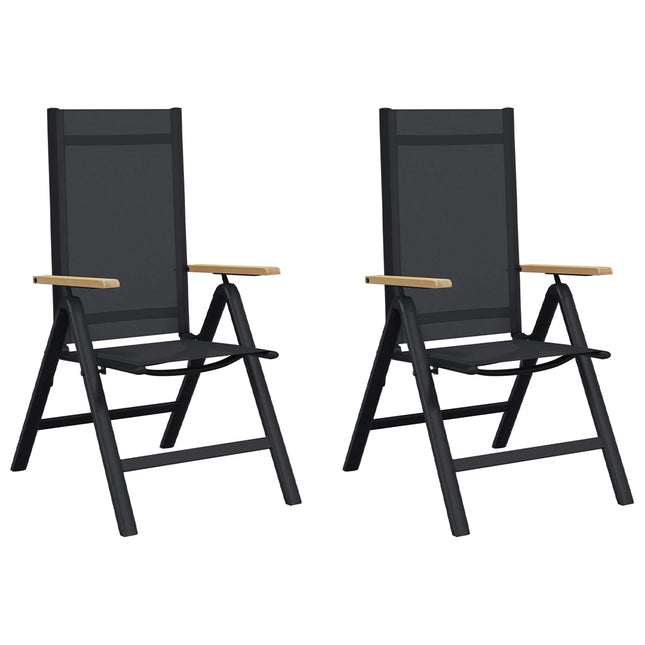 Lænestole til haven 2 pcs Sort 58 x 73 x 111,5 cm Textilene