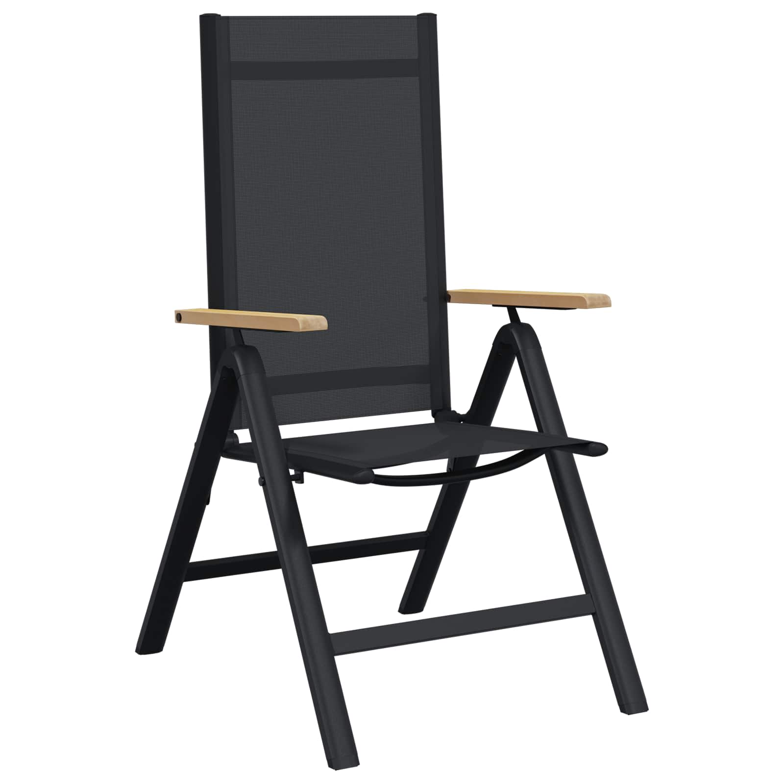 Lænestole til haven 2 pcs Sort 58 x 73 x 111,5 cm Textilene