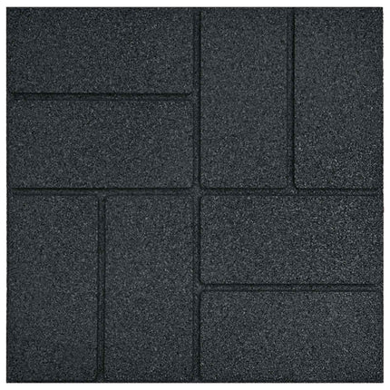Trædesten 6 pcs Sort 40,5 x 40,5 x 2 cm Gummi