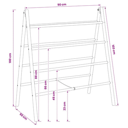 Dobbelt-sidet tæppe stige Sort 90 x 50 x 100 cm Bambus