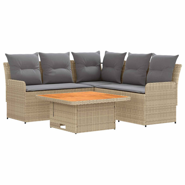 Møbel sæt 4 stk. Beige og lys grå PE Rattan