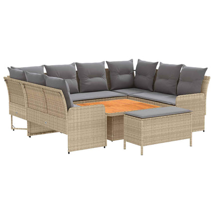 Møbel sæt 7 stk. Beige og lys grå PE Rattan