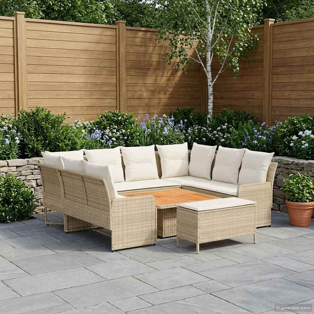 Møbel sæt 7 stk. Beige og creme PE Rattan
