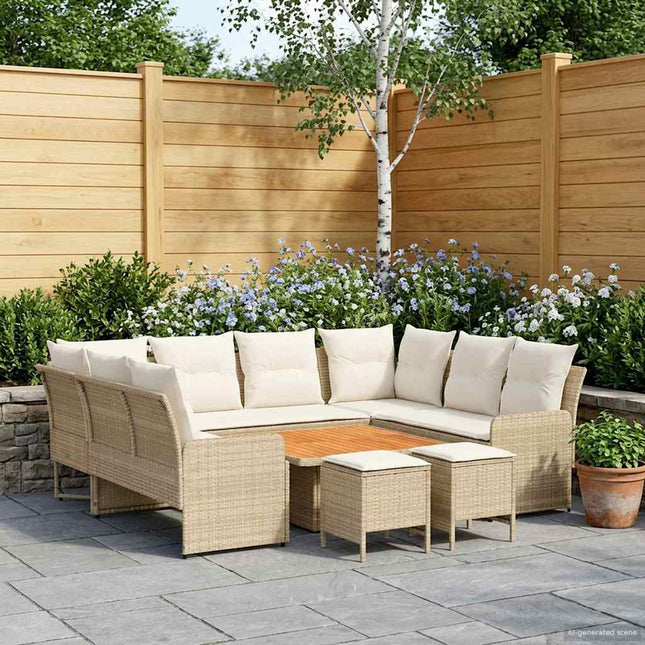 Møbel sæt 8 stk. Beige og creme PE Rattan