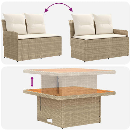 Møbel sæt 8 stk. Beige og creme PE Rattan