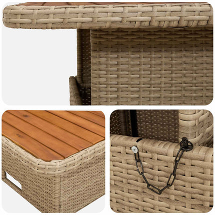 Møbel sæt 7 stk. Beige og lys grå PE Rattan