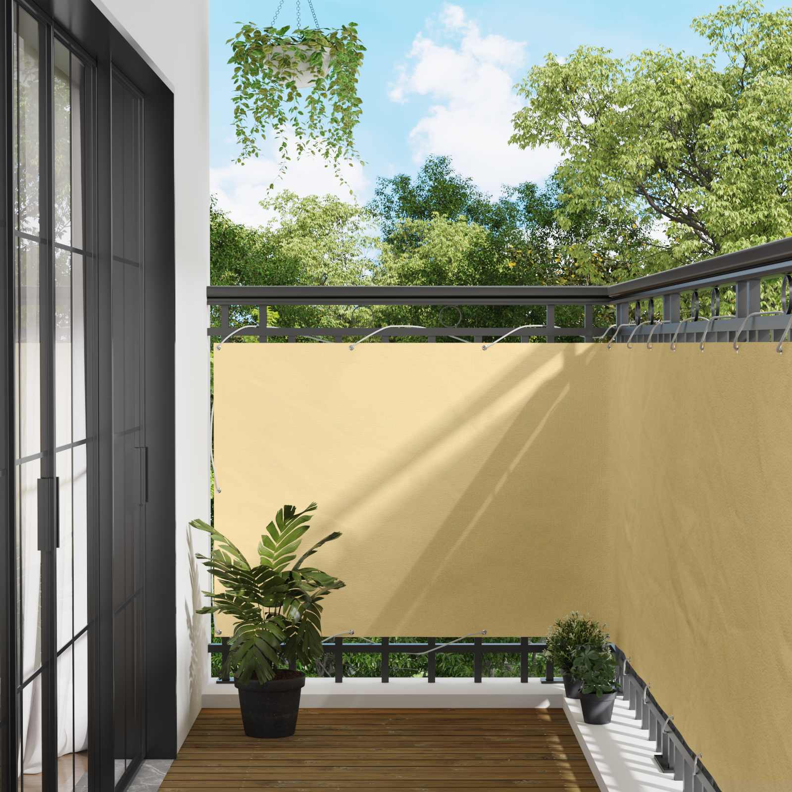 Altan Skærm Sandfarvet 110 x 800 cm Oxford stof billede