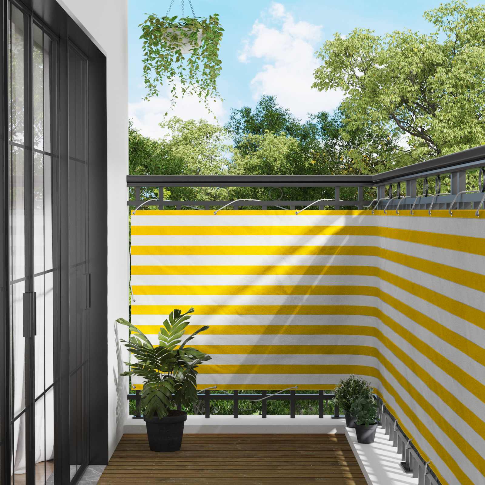 vidaXL Altan Skærm 110 x 200 cm Oxford stof Rektangulær Gul og Hvid