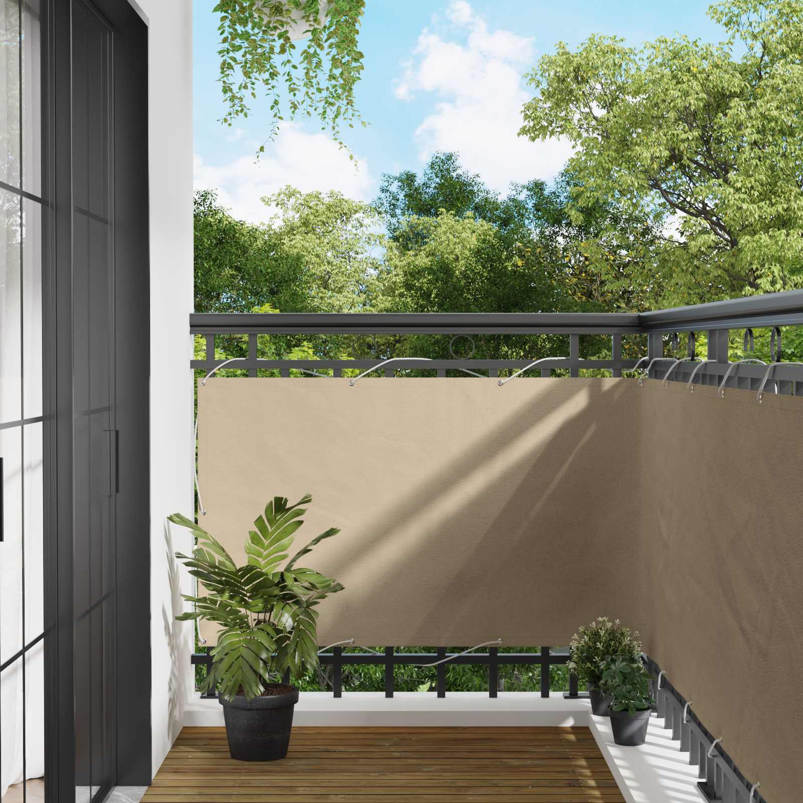 vidaXL Altan Skærm 100 x 500 cm Oxford stof Rektangulær Beige