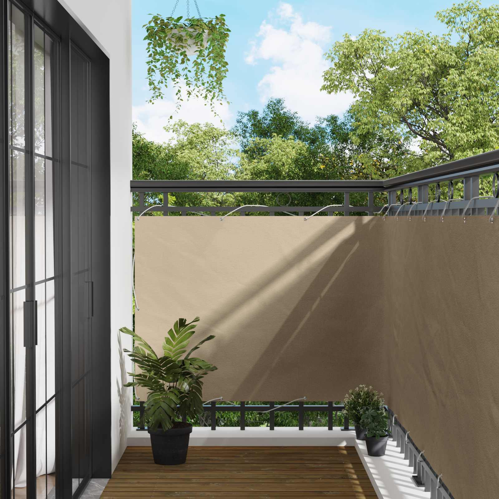 Altan Skærm Beige 110 x 800 cm Oxford stof billede