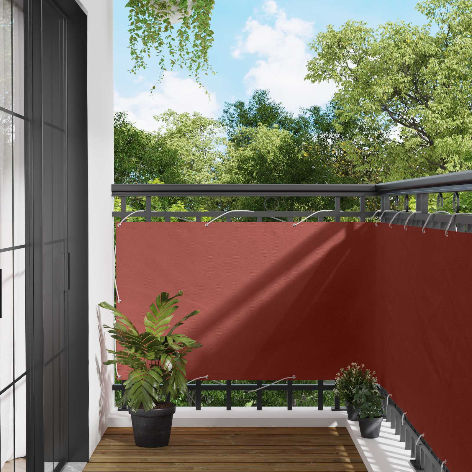 vidaXL Altan Skærm 100 x 800 cm Oxford stof Rektangulær Terrakotta