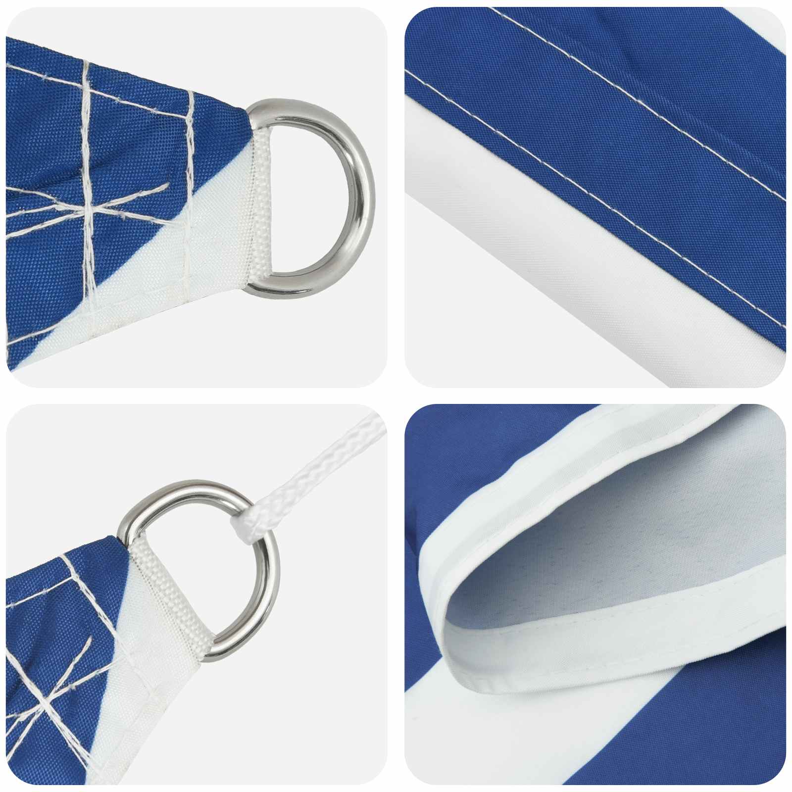 Solskygge sejl Blå og Hvid 3 x 4 x 4 m 100% polyester Oxford