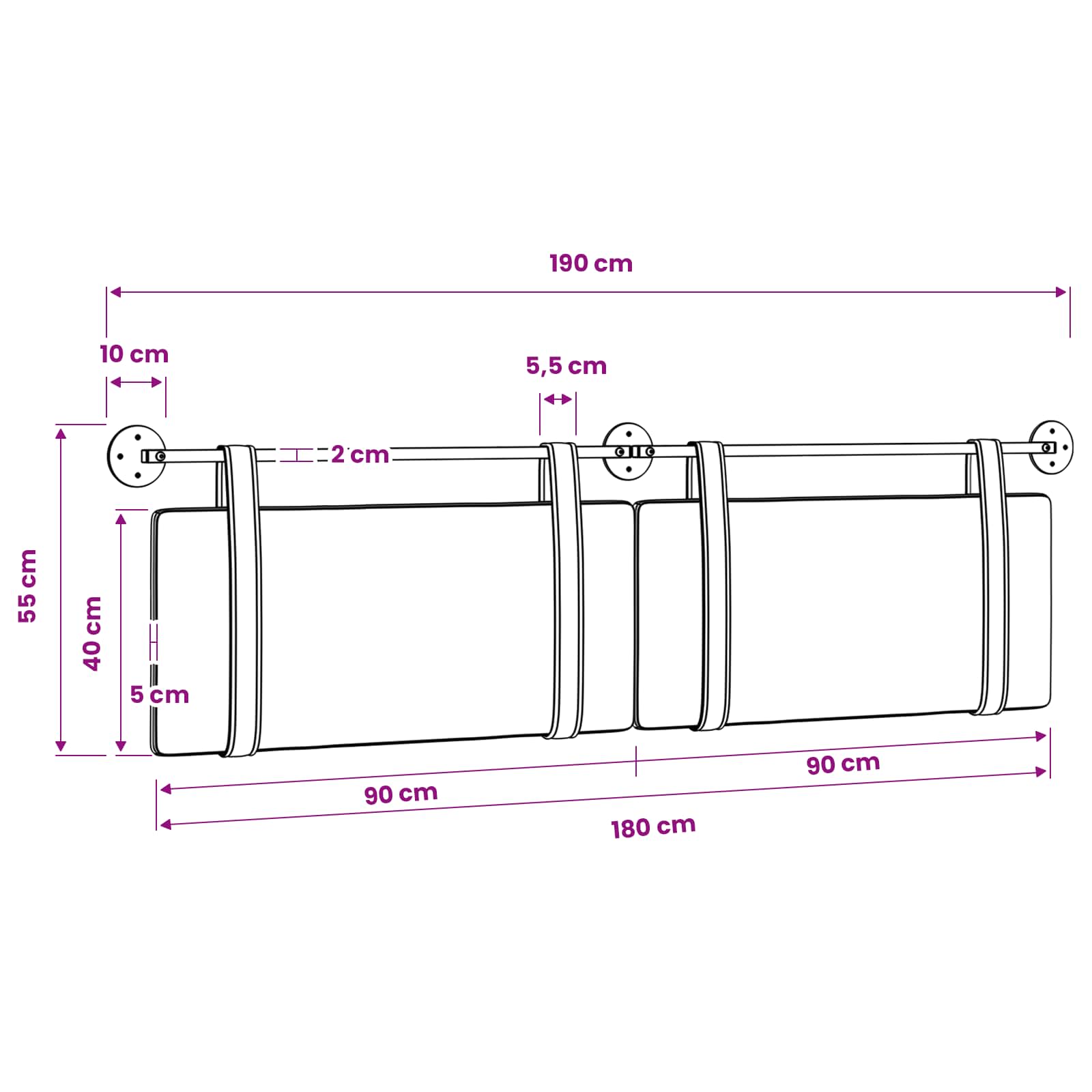 Hængende Hovedgavl Ensfarvet Jeans blå 190 x 55 x 5 cm Antik PU