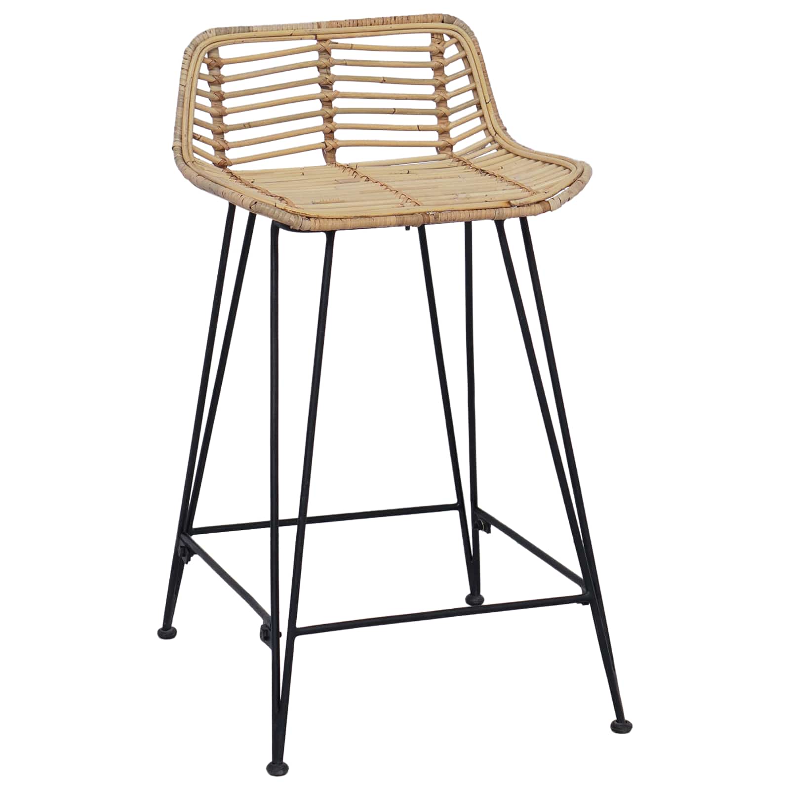 Barbænk 2 pcs Naturfarvet 44 x 45 x 76 cm Rattan og Stål