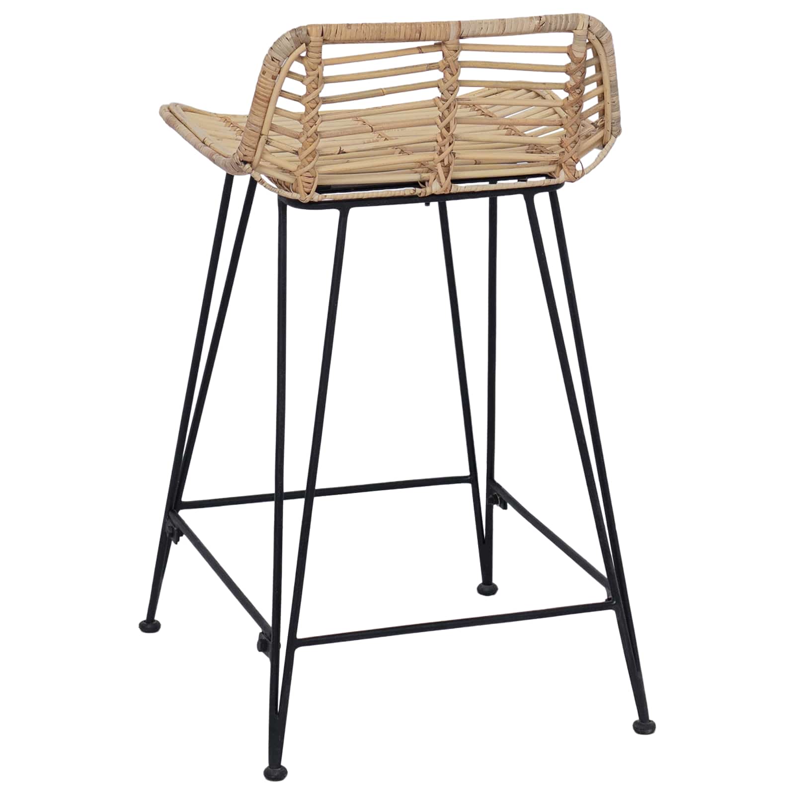 Barbænk 2 pcs Naturfarvet 44 x 45 x 76 cm Rattan og Stål