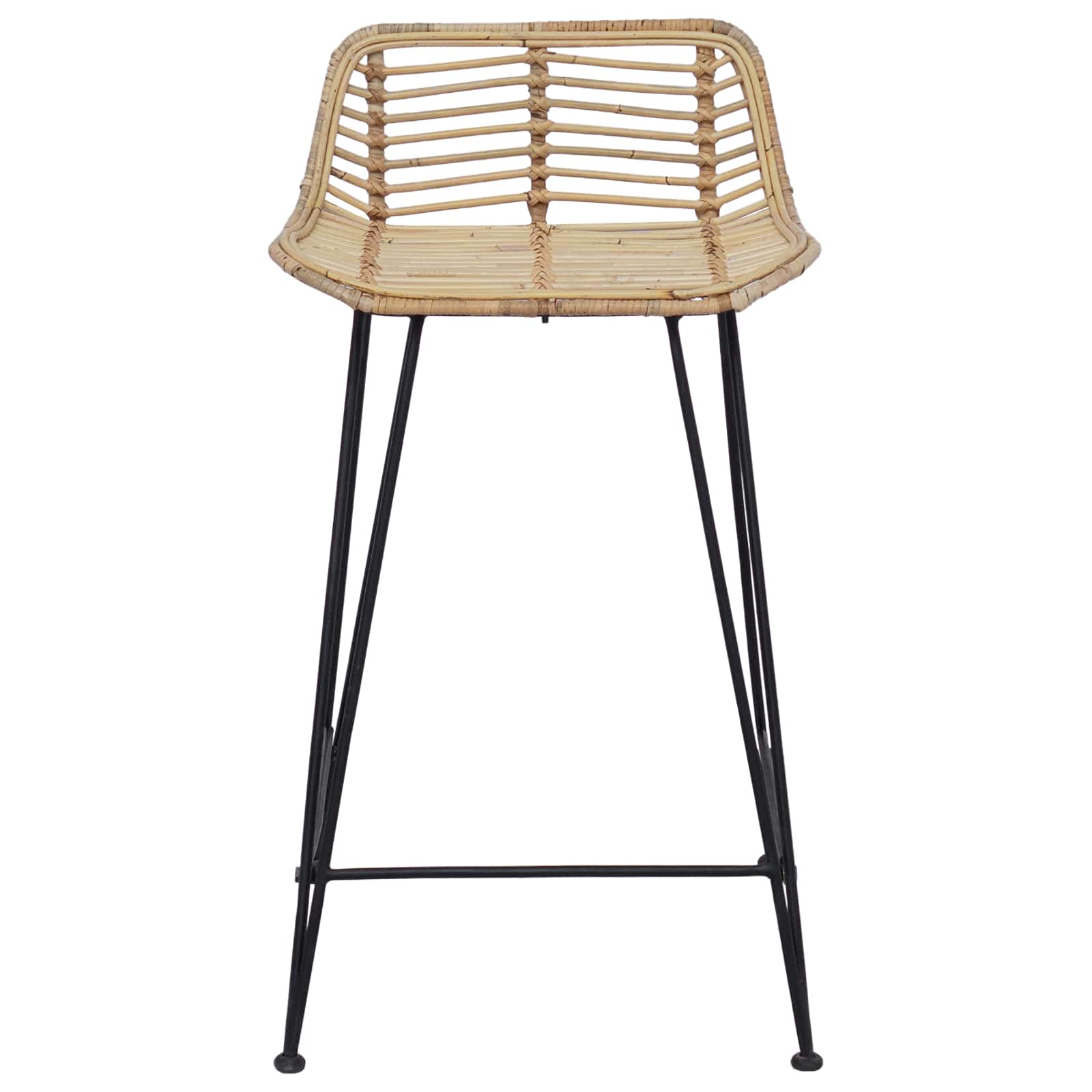 Barbænk 2 pcs Naturfarvet 44 x 45 x 76 cm Rattan og Stål