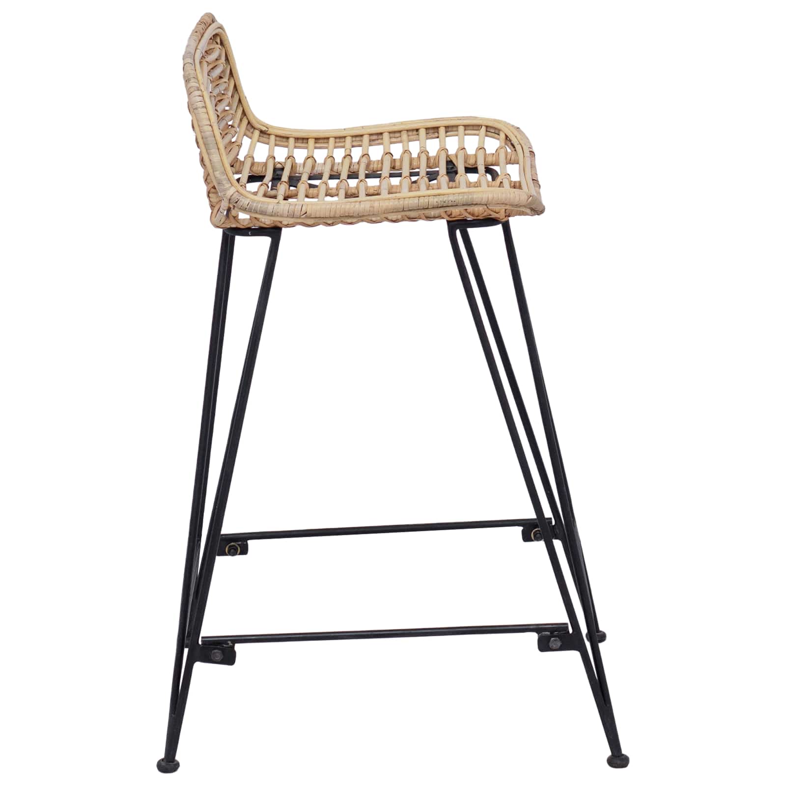 Barbænk 2 pcs Naturfarvet 44 x 45 x 76 cm Rattan og Stål
