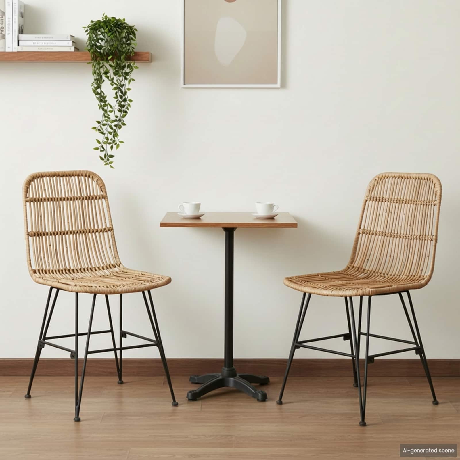 Spisestol 2 pcs Naturfarvet 41 x 55 x 85 cm Rattan og Stål