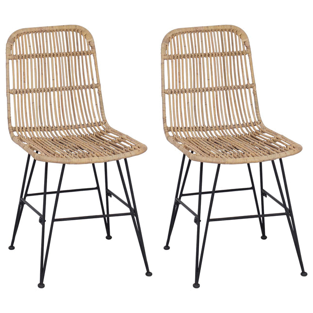 Spisestol 2 pcs Naturfarvet 41 x 55 x 85 cm Rattan og Stål