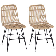 Spisestol 2 pcs Naturfarvet 41 x 55 x 85 cm Rattan og Stål