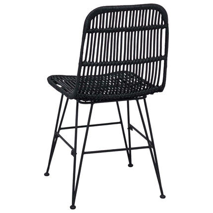 Spisestol 2 pcs Sort 41 x 55 x 85 cm Rattan og Stål