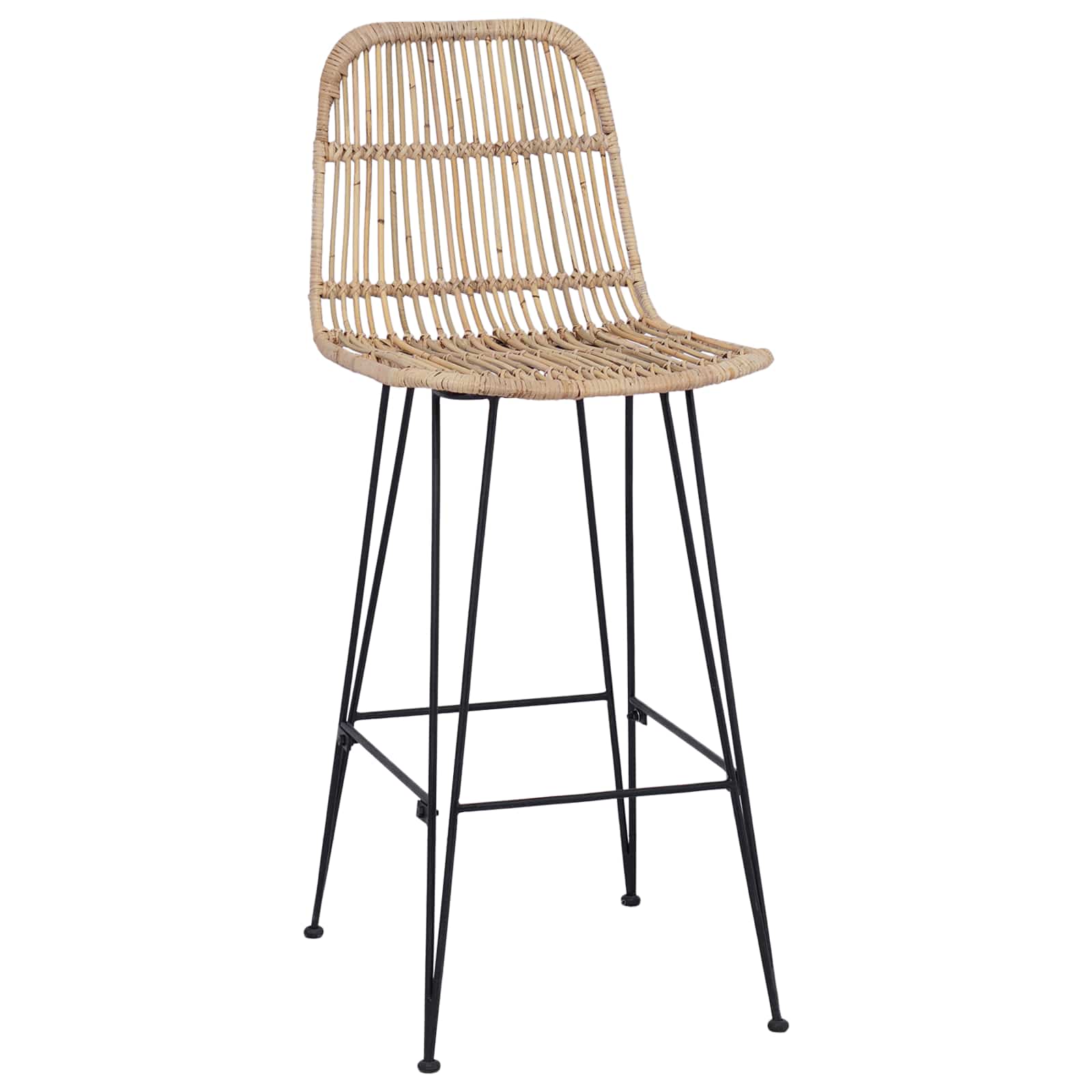 Barbænk 2 pcs Naturfarvet 44 x 55 x 109 cm Rattan og Stål