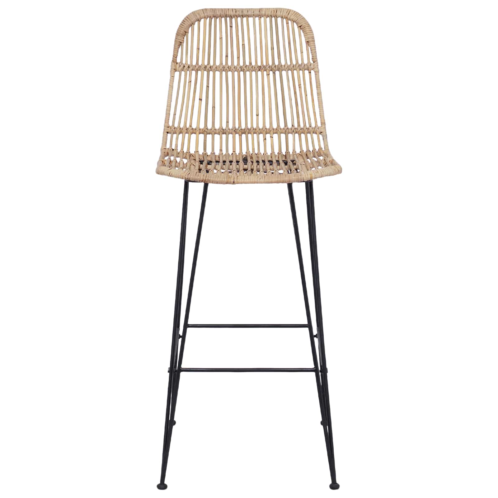 Barbænk 2 pcs Naturfarvet 44 x 55 x 109 cm Rattan og Stål