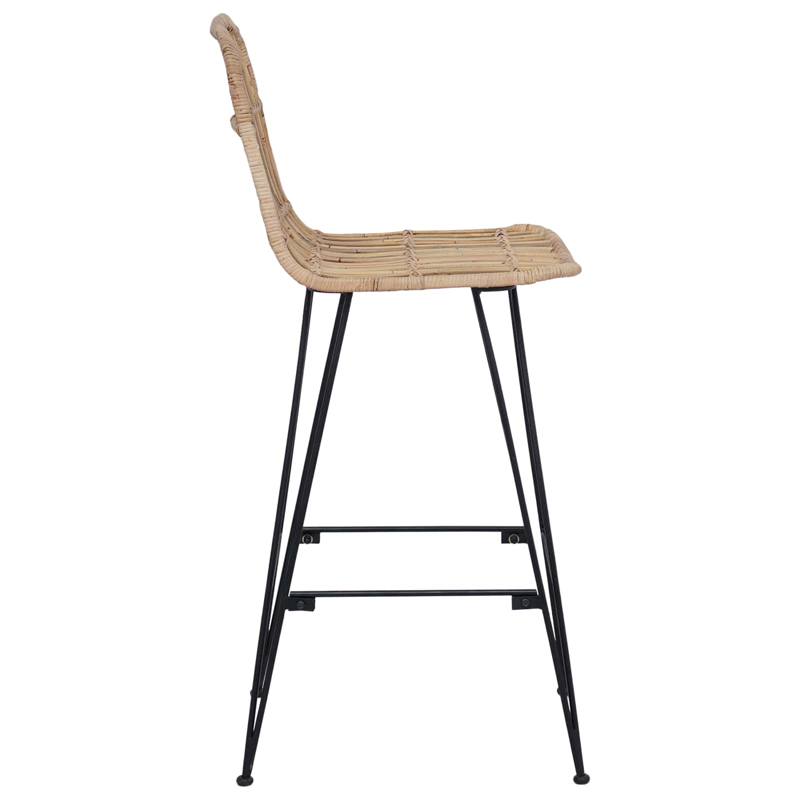 Barbænk 2 pcs Naturfarvet 44 x 55 x 109 cm Rattan og Stål