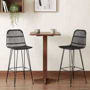 Barbænk 2 pcs Sort 44 x 55 x 109 cm Rattan og Stål