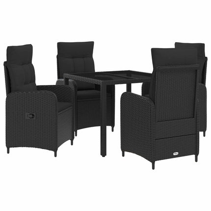 Udendørs spise sæt 5 stk. Sort polyrattan