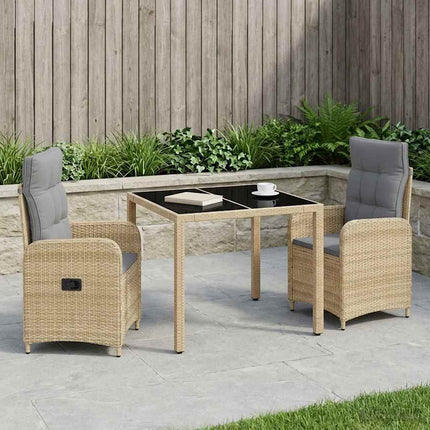 Udendørs spise sæt 3 stk. Beige og lys grå polyrattan
