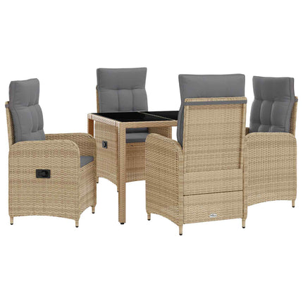 Udendørs spise sæt 5 stk. Beige og lys grå polyrattan